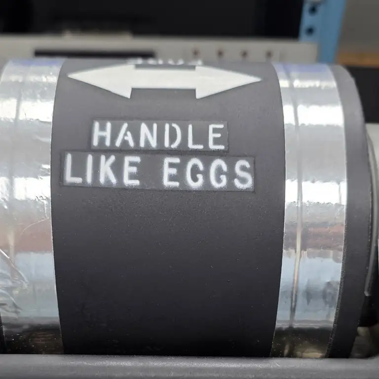 A gyro stenciled Handle like eggs in its mount on the test bench