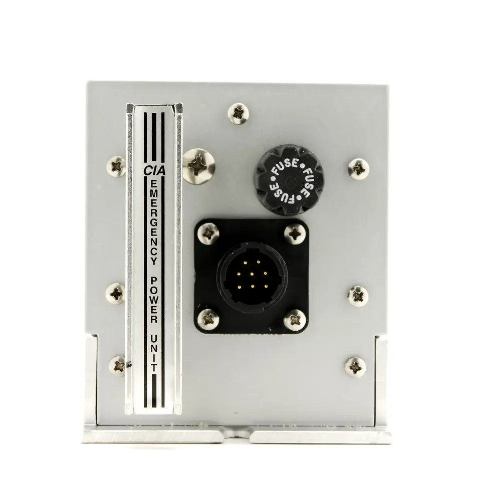 Castleberry EPU28-24RM emergency power unit, with its connector and fuse on the front panel