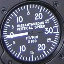 Instantaneous vertical speed indicator in a Robinson R44 instrument panel